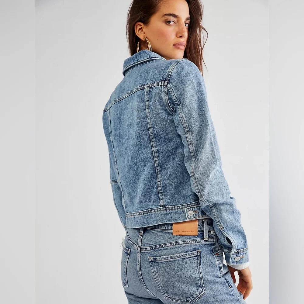 Free People Rumors Denim Jean Jacket Light Indigo - Picture 3 of 5